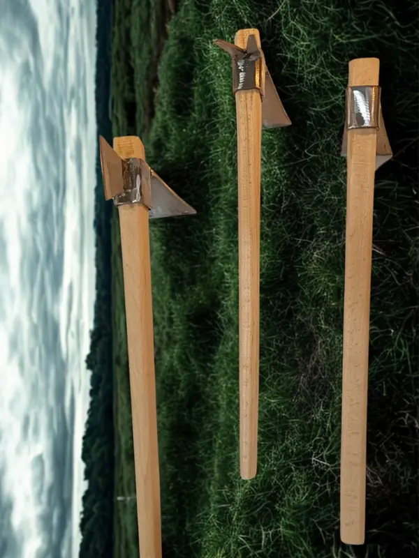 Sürmene Makas Çeliği 3lü Set Paltalı, Düz, Çatallı Kazma Seti Bahçe Tarla Hobi 45cm Profesyonel