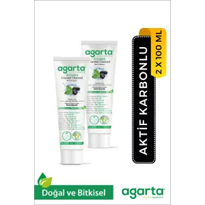 Agarta 2 Adet Doğal Florürsüz Hindistan Cevizi Özlü Aktif Karbonlu Diş Macunu 100 ml