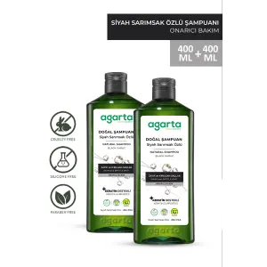 Agarta 2 Adet Doğal Saç Dökülmesine Karşı Siyah Sarımsaklı Tuzsuz Şampuan 400 ml