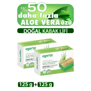 Agarta 2 Li Set Doğal Kabak Lifli El Yapımı Aloe Vera Sabunu 125 gr