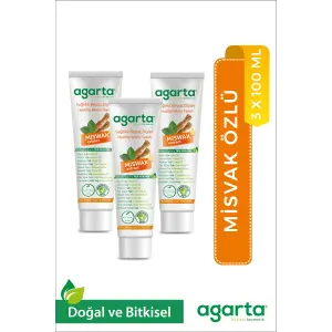 Agarta 3 Adet Doğal Florürsüz Misvak Özlü Diş Macunu 100 ml