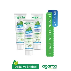 Agarta 3 Adet Doğal Yoğun Naneli Florürsüz Ferah Nefes Diş Macunu 100 Ml