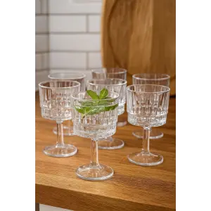 Verde Desen 6lı Kahve Yanı Ayaklı Su Bardak Şeffaf 80ml