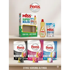 Soda Plus + Arap Sabunu & Peros Pratik 26’lı Çamaşır Kapsülü Temizlik Seti Siyahlar Renkliler Beyazlar