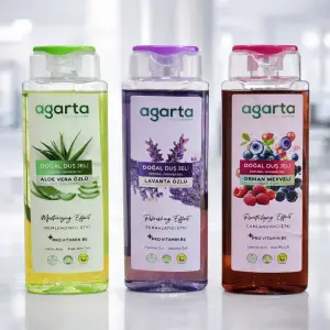 Agarta Agarta Doğal Duş Jeli Seti 3x400 ml – Aloe Vera, Lavanta, Orman Meyveli | Nemle