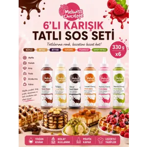 Melwiss Chocolate 6’lı Karışık Tatlı Sos Seti Waffle Pasta Pankek Sosları 330 gr x 6