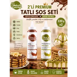 Melwiss Chocolate 2’li Premium Sos Seti Sütlü Çikolata ve Antep Fıstıklı 330 gr x 2