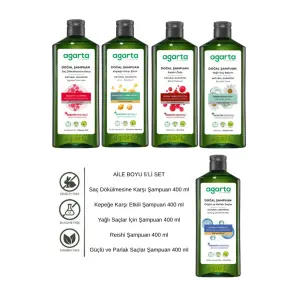 Agarta Aile Boyu Şampuan Seti 5’li 400 ml Keratin Vegan Doğal