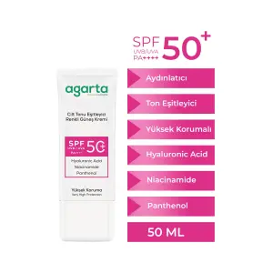 Agarta Cilt Tonu Eşitleyici Renkli Kapatıcı Etkili 50 Ml Spf+50 Güneş Kremi