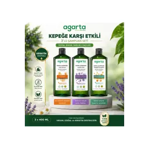 Agarta Kepeğe Karşı Şampuan Seti 3’lü 400 ml Ardıç Katranı Vegan Doğal