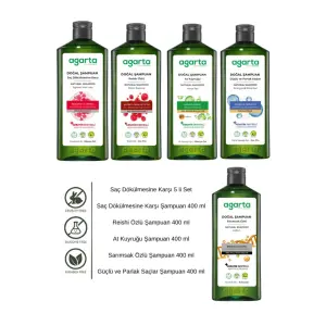 Agarta Saç Dökülmesine Karşı 5’li Şampuan Seti 400 ml Keratin Vegan Bitkisel