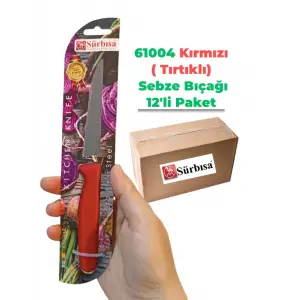 Sürbisa 61004 Sebze Bıçağı Kırmızı Lz1 Koli (12 adet Tırtıklı )