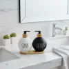 Lüks Tasarım Bambu Standlı 2li Banyo Sabunluk Seti - Siyah & Beyaz