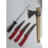 Handmade Sürmene Sürbisa Paltalı Kasap Kurban Et Doğrama Seti 4 lü + Masat