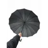 Siyah Fiber Baston Rüzgarda Kırılmayan Şemsiye 16 Telli Çap 130cm