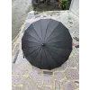 Siyah Fiber Baston Rüzgarda Kırılmayan Şemsiye 16 Telli Çap 130cm
