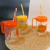 Herevin 660 cc Kulplu Desenli İnfuserli Pipetli Cam Bardak