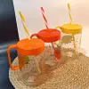Herevin 660 cc Kulplu Desenli İnfuserli Pipetli Cam Bardak