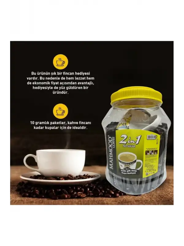 Mahmood Coffee 2si 1 Arada Kahve 36 Adet x 10 gr + Fincan