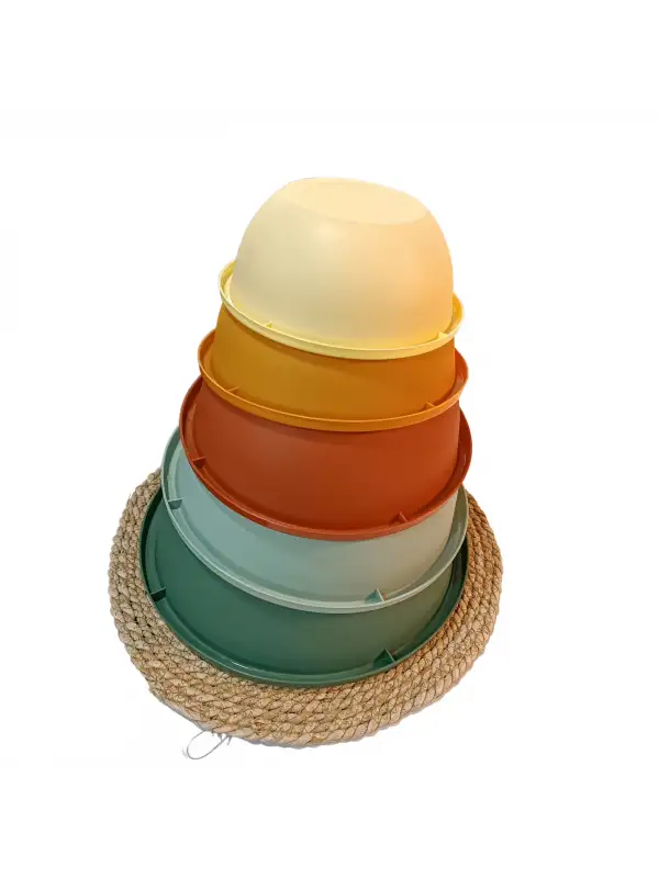 5li Set Yuvarlak Hazırlık Kase Seti - Çok Amaçlı Çırpma Kabı - Badya Seti Saklama Kabı