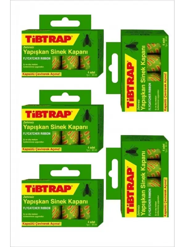 5li Tibtrap Yapışkan Sinek Bandı Yapışkanlı Bant Karasinek Haşere Tuzağı Zehirsiz