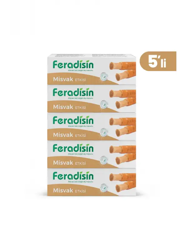 5li Paket - Misvak Özlü Doğal Florürsüz Beyazlatıcı Diş Macunu 90 gr - Gimdes Helal Sertifikalı