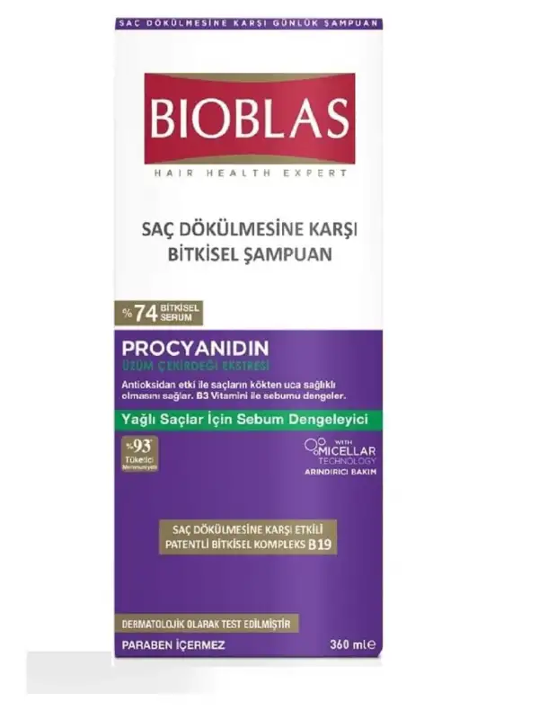 Bioblas Saç Dökülmesine ve Yağlanmaya Karşı Şampuan (Procyanidin) 360 ml