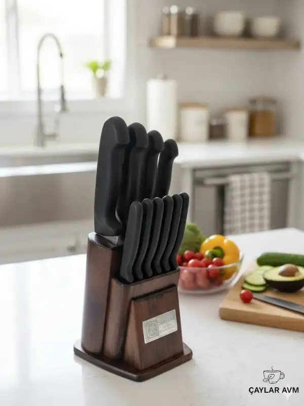 Sürbisa 10 Parça Profesyonel Mutfak Bıçak Seti - Paslanmaz Çelik Şef Bıçağı ve Standlı Set - Yerli Üretim Mutfak Takımı