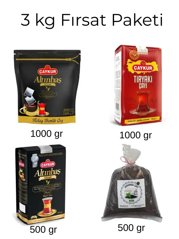 Çaykur Avantaj Paketi - Altınbaş, Tiryaki, Mayıs Çayı ve Demlik Poşet 4lü Set