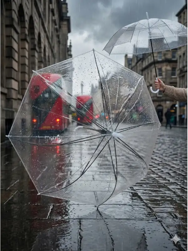 Şemsiye Şeffaf 8 Telli Fiber Kırılmaz Rüzgar Ters Döndürür Tekrar Düzelt Kullan 95 cm