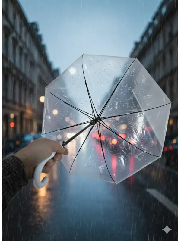 Şemsiye Şeffaf 8 Telli Fiber Kırılmaz Rüzgar Ters Döndürür Tekrar Düzelt Kullan 95 cm