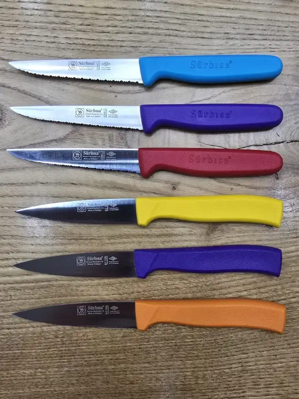 Sürbisa 6 Parça Renkli Sebze ve Meyve Bıçağı Seti - 3 Tırtıklı + 3 Sivri Düz Model