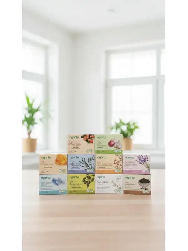 Agarta 12’li Doğal Sabun Seti 150 gr x 12 Çeşit – Argan, Keçi Sütü, Zeytinyağı, Bıttım, Kükürt, Saç Dökülmesi, Pirinç, Leke, Yağlı & Hassas Cilt Sabunları