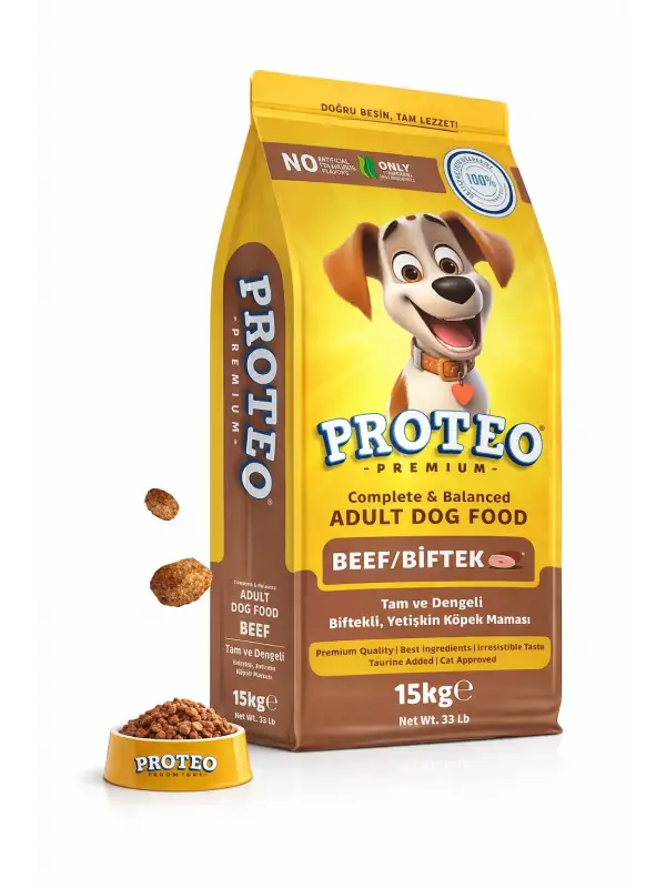 Proteo Premium Biftekli Yetişkin Köpek Maması 15 Kg – Tüm Irklar İçin Tam & Dengeli