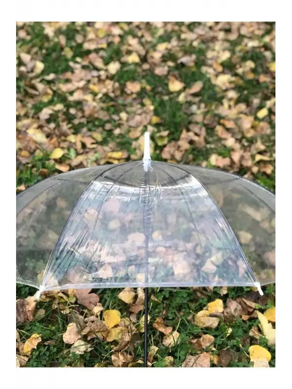 Şemsiye Şeffaf 8 Telli Fiber Kırılmaz Rüzgar Ters Döndürür Tekrar Düzelt Kullan 95 cm