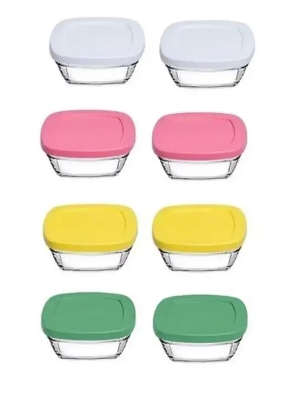 96840 Pudding Kapaklı Cam Saklama Kabı 8 Li Kahvaltılık 310cc