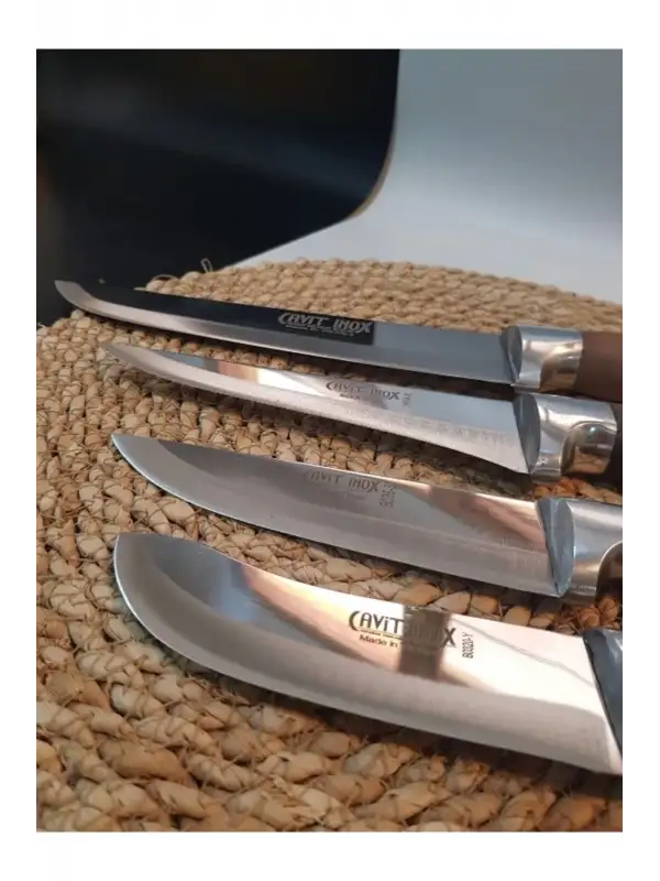 Ahşap Bıçak Seti Et Sebze Yüzme Sıyırma 4 Lü Mutfak Bıçağı Bileme Hediye