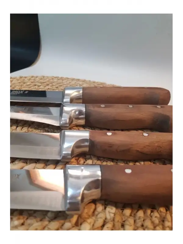 Ahşap Bıçak Seti Et Sebze Yüzme Sıyırma 4 Lü Mutfak Bıçağı Bileme Hediye