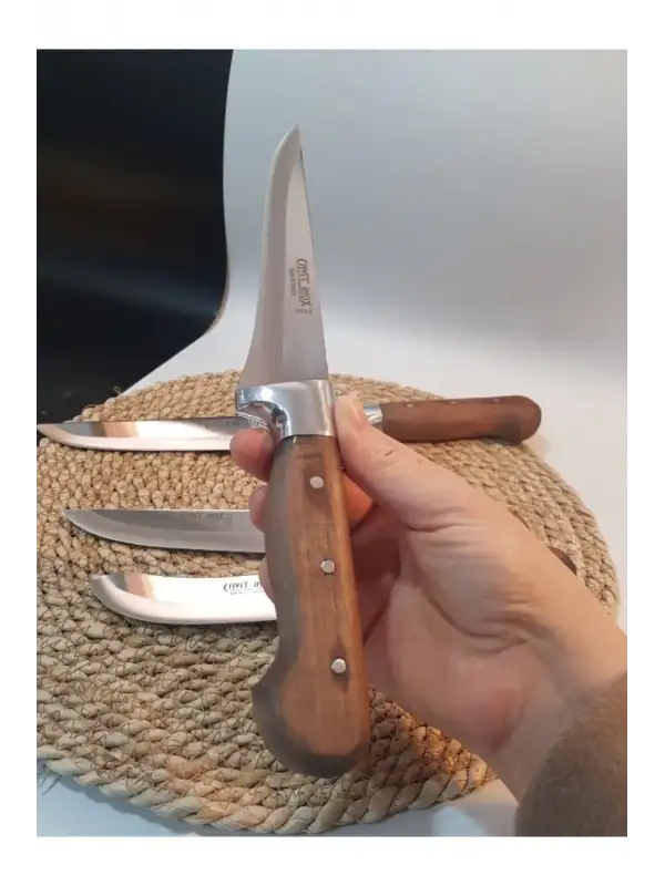 Ahşap Bıçak Seti Et Sebze Yüzme Sıyırma 4 Lü Mutfak Bıçağı Bileme Hediye