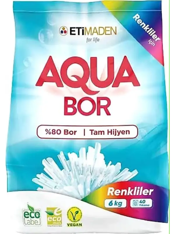 AquaBor Matik Toz Çamaşır Deterjanı 6KG + 6KG (Renkliler ve Beyaz İçin) 2 PAKET