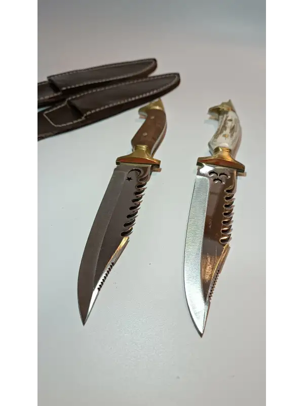 Av Ve Kamp Bıçağı Paslanmaz Çelik Kılıf Hediyeli Kurt Başlı