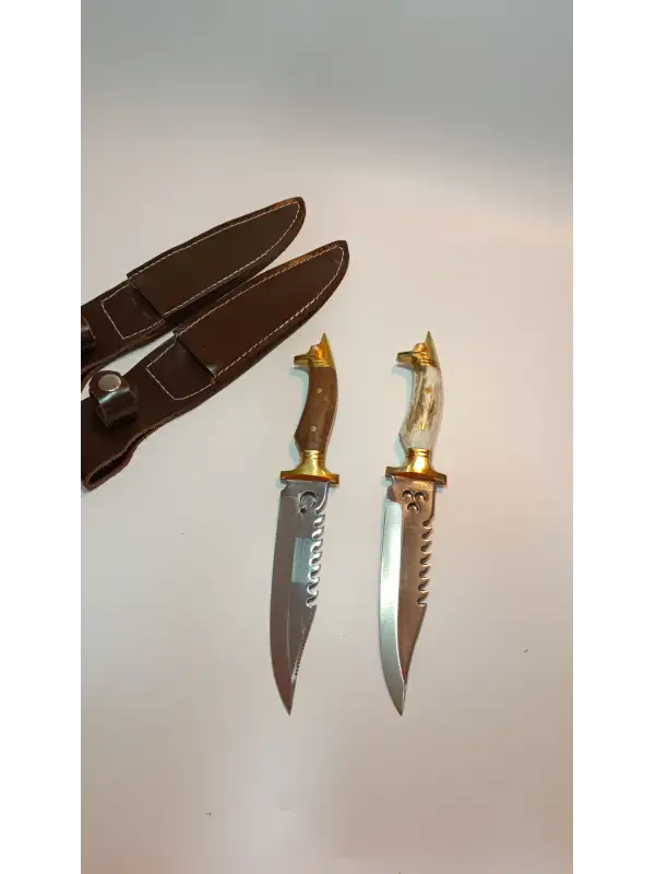 Av Ve Kamp Bıçağı Paslanmaz Çelik Kılıf Hediyeli Kurt Başlı