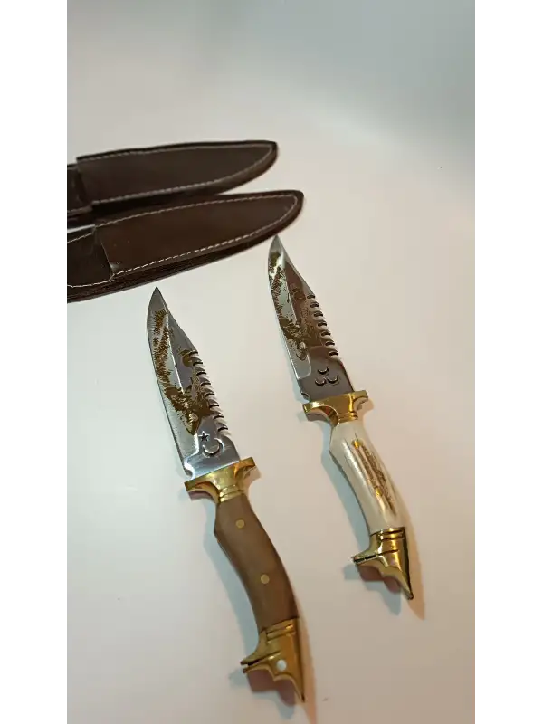 Av Ve Kamp Bıçağı Paslanmaz Çelik Kılıf Hediyeli Kurt Başlı