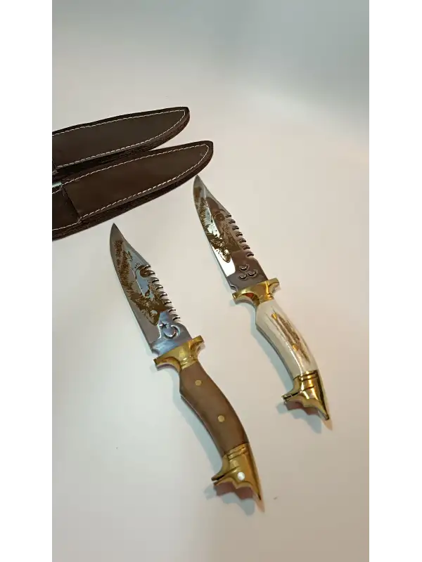 Av Ve Kamp Bıçağı Paslanmaz Çelik Kılıf Hediyeli Kurt Başlı