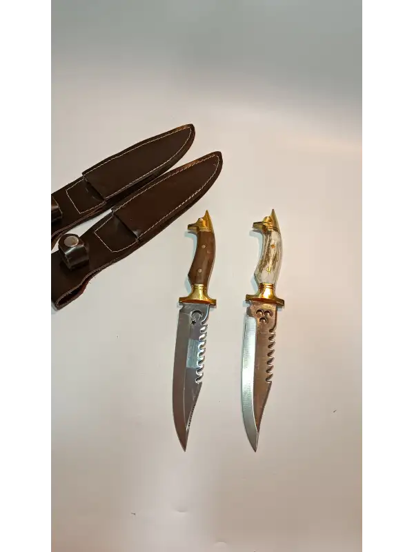 Av Ve Kamp Bıçağı Paslanmaz Çelik Kılıf Hediyeli Kurt Başlı