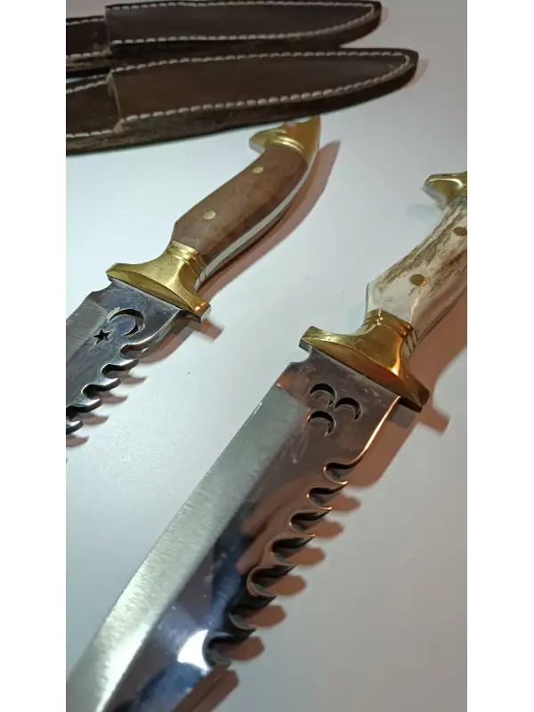 Av Ve Kamp Bıçağı Paslanmaz Çelik Kılıf Hediyeli Kurt Başlı