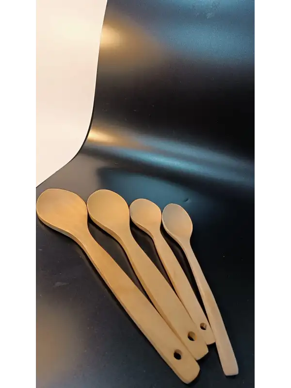 Balsa 4 Parça Servis Seti Bambu Ahşap Kaşık Kepçe