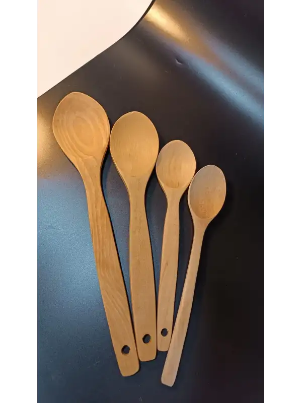 Balsa 4 Parça Servis Seti Bambu Ahşap Kaşık Kepçe