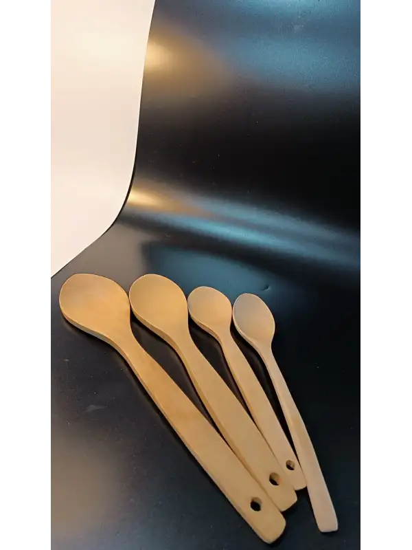 Balsa 4 Parça Servis Seti Bambu Ahşap Kaşık Kepçe