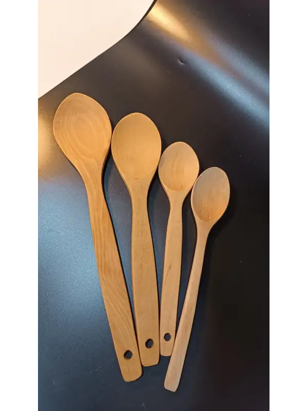 Balsa 4 Parça Servis Seti Bambu Ahşap Kaşık Kepçe